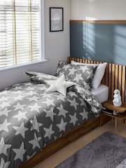 Grey Stars 100% Cotton Printed Bedding Duvet Cover and Pillowcase Set - Image 1 of 7
