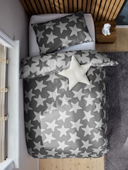 Grey Stars 100% Cotton Printed Bedding Duvet Cover and Pillowcase Set - Image 3 of 7