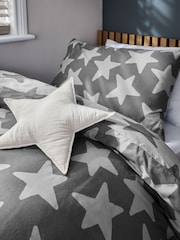 Grey Stars 100% Cotton Printed Bedding Duvet Cover and Pillowcase Set - Image 5 of 7