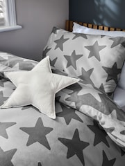 Grey Stars 100% Cotton Printed Bedding Duvet Cover and Pillowcase Set - Image 6 of 7