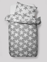 Grey Stars 100% Cotton Printed Bedding Duvet Cover and Pillowcase Set - Image 7 of 7