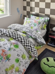 2 Pack Neon Graffiti Duvet Cover and Pillowcases Set - Image 1 of 8