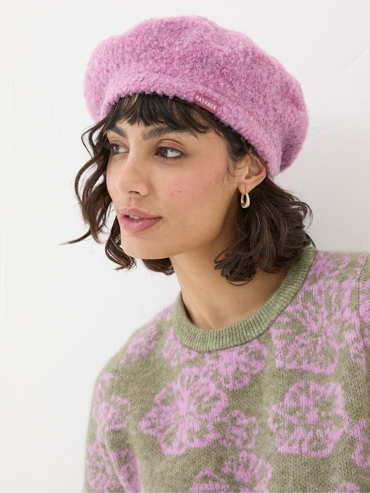 FatFace Beret Pink Hat - Image 1 of 4