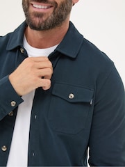 FatFace Navy Blue Long Sleeve Pique Shirt - Image 4 of 5