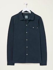 FatFace Navy Blue Long Sleeve Pique Shirt - Image 5 of 5