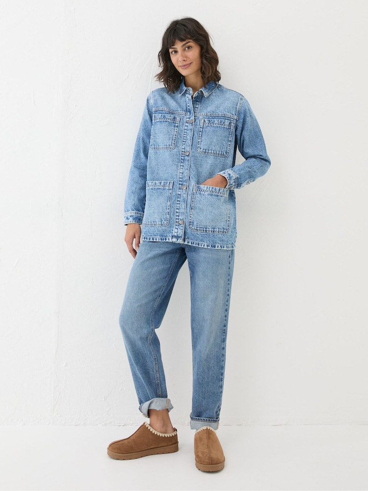 FatFace Drew Blue Denim Overshirt - Image 1 of 6