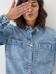 FatFace Drew Blue Denim Overshirt - Image 5 of 6