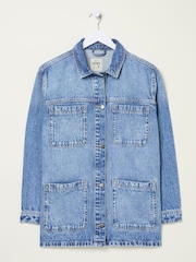 FatFace Drew Blue Denim Overshirt - Image 6 of 6