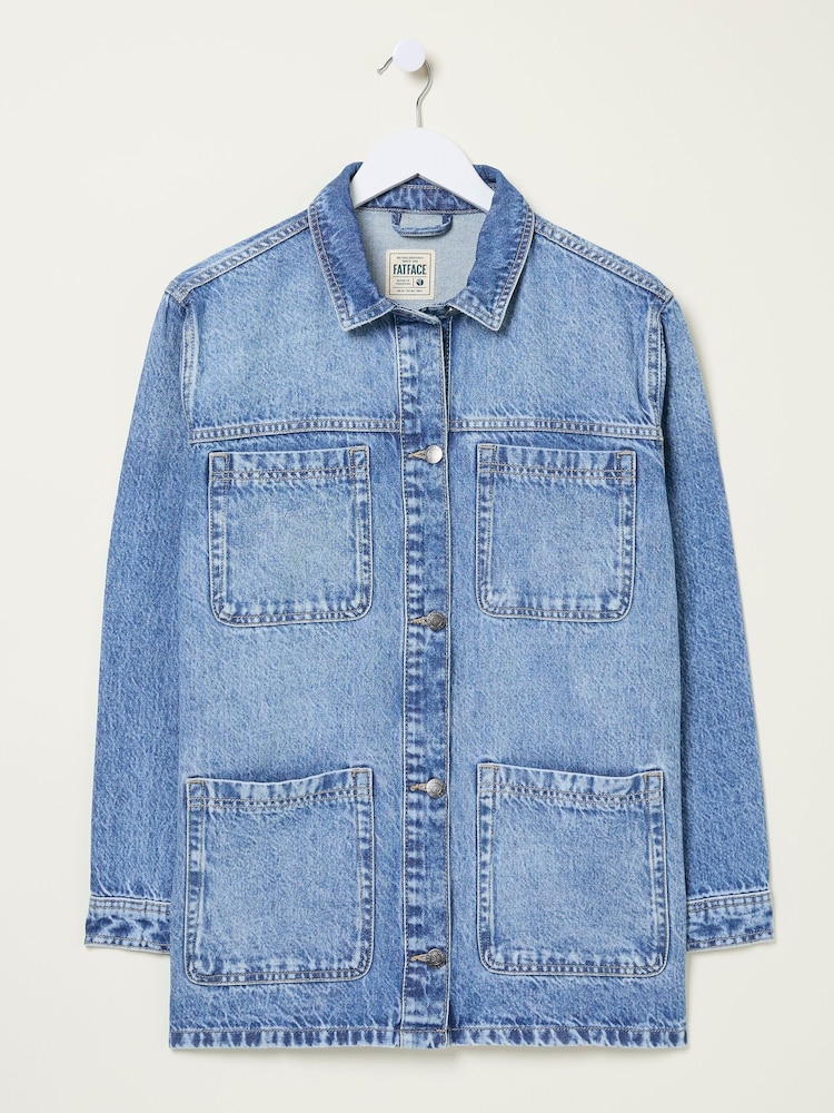 FatFace Drew Blue Denim Overshirt - Image 6 of 6
