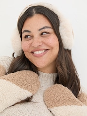 FatFace Brown Fluffy Earmuffs - Image 1 of 4