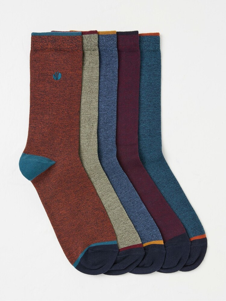 FatFace Muted Red/Blue 5 Pack Plain Socks - Image 1 of 2 FatFace Muted Red/Blue 5 Pack Plain Socks - Image 1 of 2