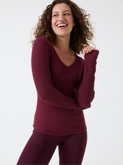 FatFace Red Cotton Rich Raven Rib Top - Image 1 of 6