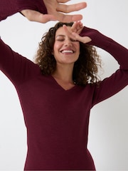 FatFace Red Cotton Rich Raven Rib Top - Image 3 of 6