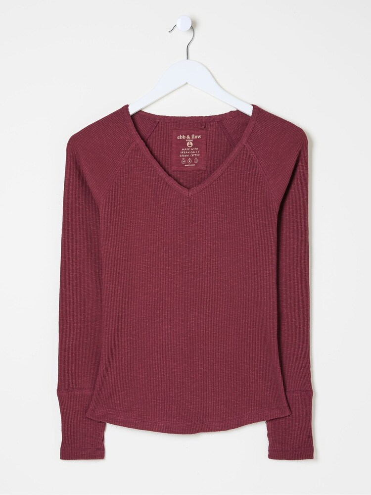 FatFace Red Cotton Rich Raven Rib Top - Image 6 of 6