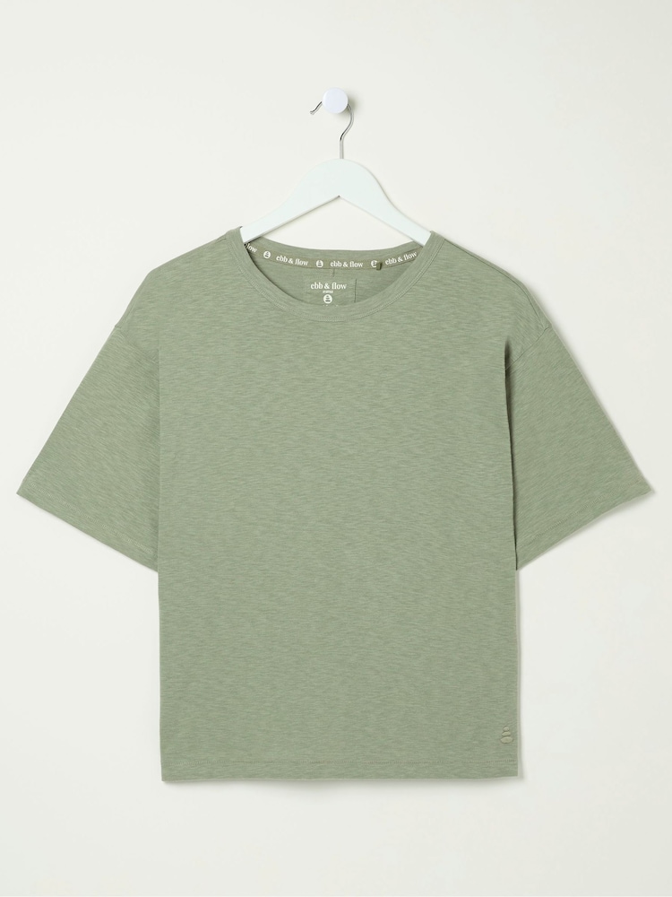 FatFace Green Cotton Blend Boxy T-Shirt - Image 5 of 5