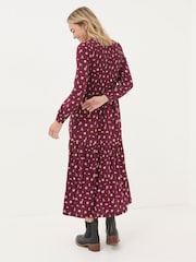 FatFace Danielle Dark Red Wild Ditsy Jersey Dress - Image 2 of 5
