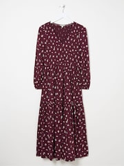 FatFace Danielle Dark Red Wild Ditsy Jersey Dress - Image 5 of 5