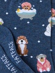 FatFace Blue Spa Dogs Womens Socks 1 Pack (size 4-7) - Image 2 of 2