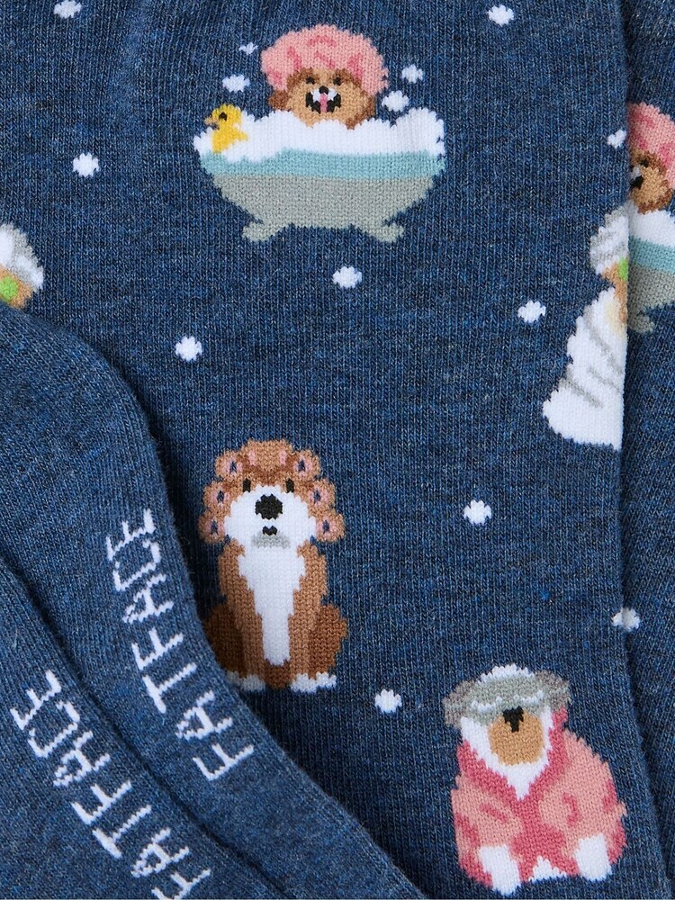 FatFace Blue Spa Dogs Womens Socks 1 Pack (size 4-7) - Image 2 of 2
