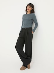 FatFace Black Ginger Wide Leg Drape Trousers - Image 1 of 6