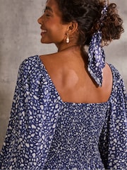 FatFace Lola Blue Mark Maker Midi Dress - Image 5 of 6