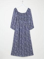 FatFace Lola Blue Mark Maker Midi Dress - Image 6 of 6