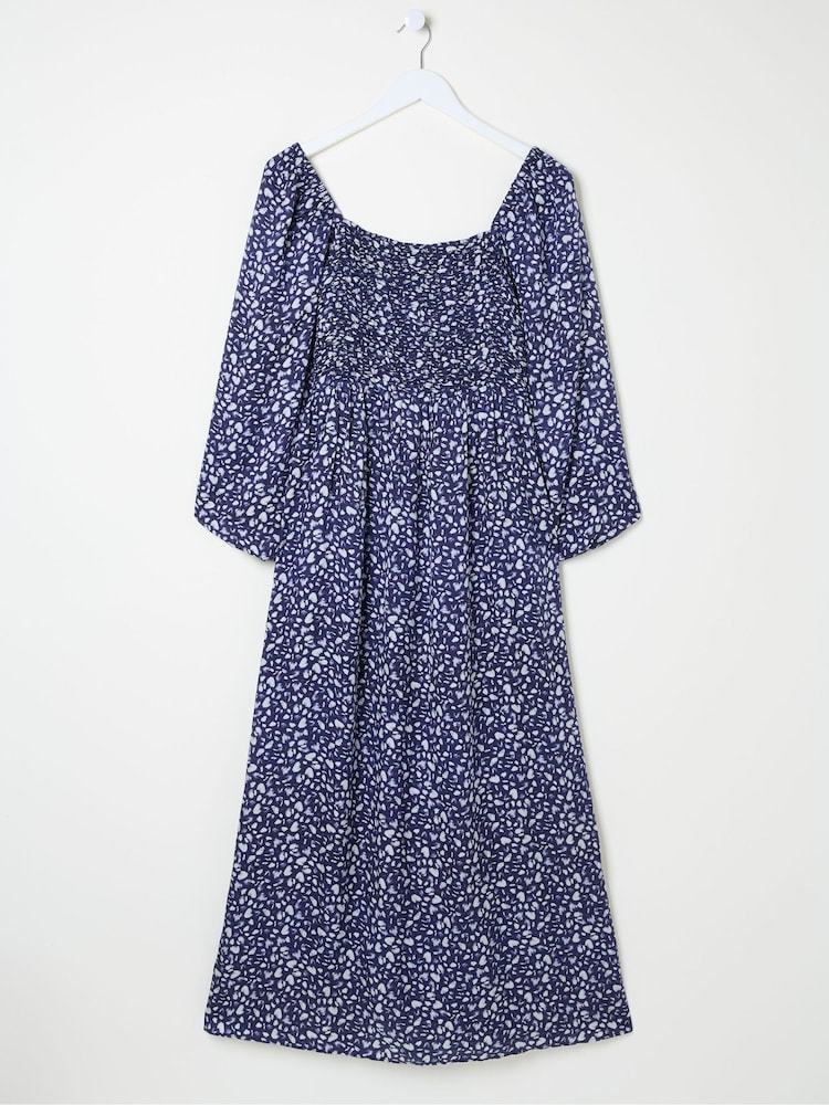FatFace Lola Blue Mark Maker Midi Dress - Image 6 of 6