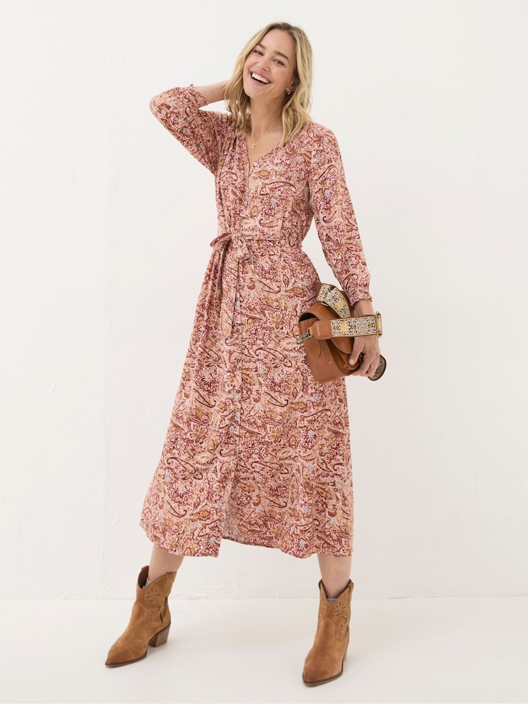 FatFace Estelle Pink Wild Paisley Midi Dress - Image 1 of 5