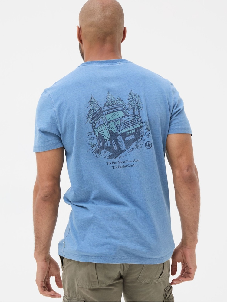 FatFace Indigo Blue Hardest Climb T Shirt - Image 2 of 5 FatFace Indigo Blue Hardest Climb T Shirt - Image 2 of 5