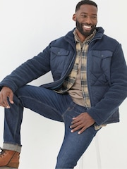 FatFace Blue Navy Calgary Borg Jacket - Image 3 of 6