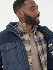 FatFace Blue Navy Calgary Borg Jacket - Image 4 of 6