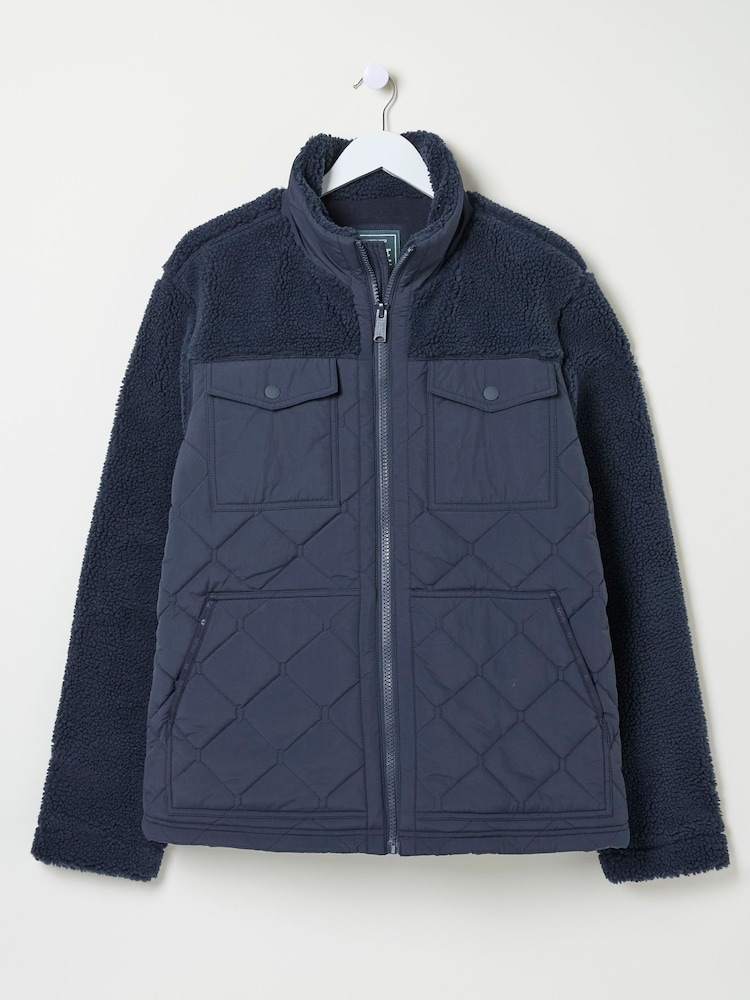 FatFace Blue Navy Calgary Borg Jacket - Image 5 of 5