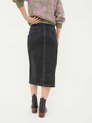 FatFace Darna Black Denim Midi Skirt - Image 2 of 5