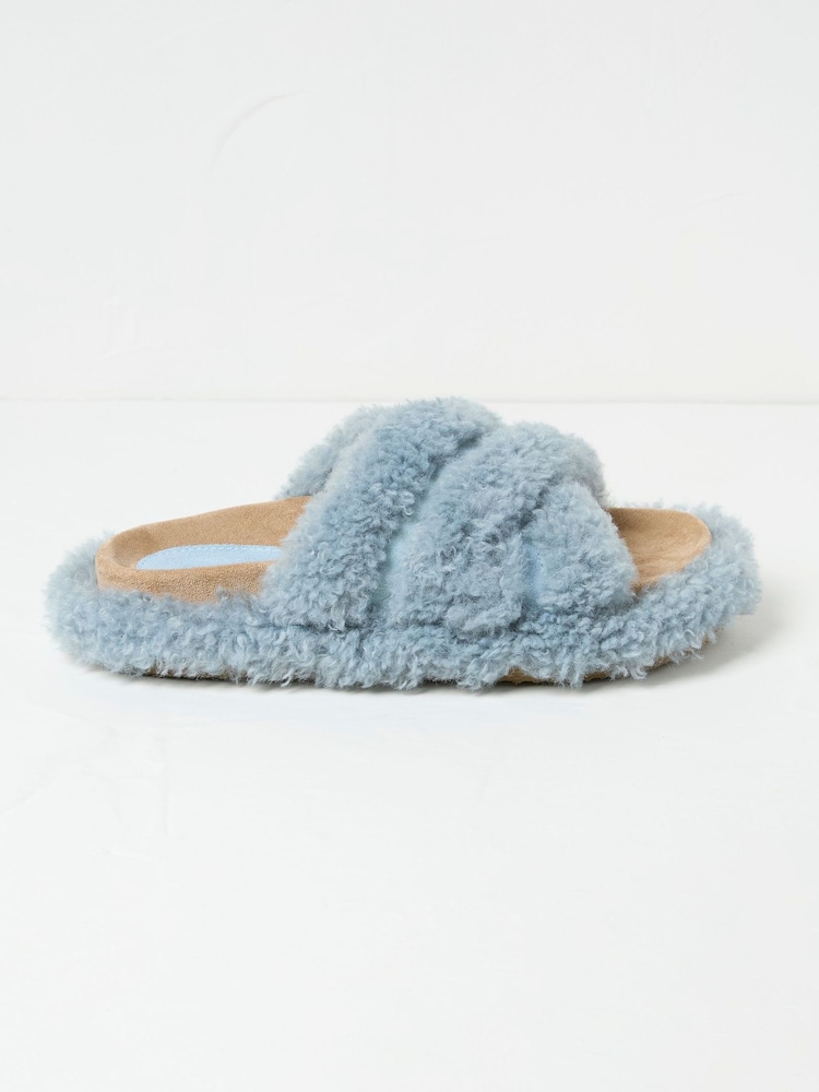 FatFace Borg Blue Crossover Slippers - Image 1 of 3