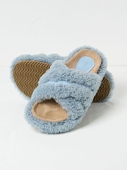 FatFace Borg Blue Crossover Slippers - Image 2 of 3