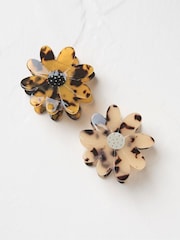 FatFace Brown 2 Pack Flower Clips - Image 1 of 2