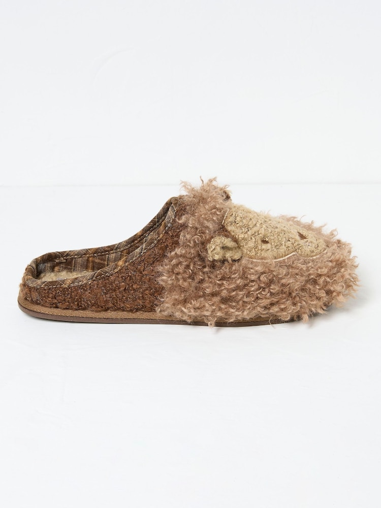 FatFace Lionel Natural Lion Slippers - Image 2 of 2