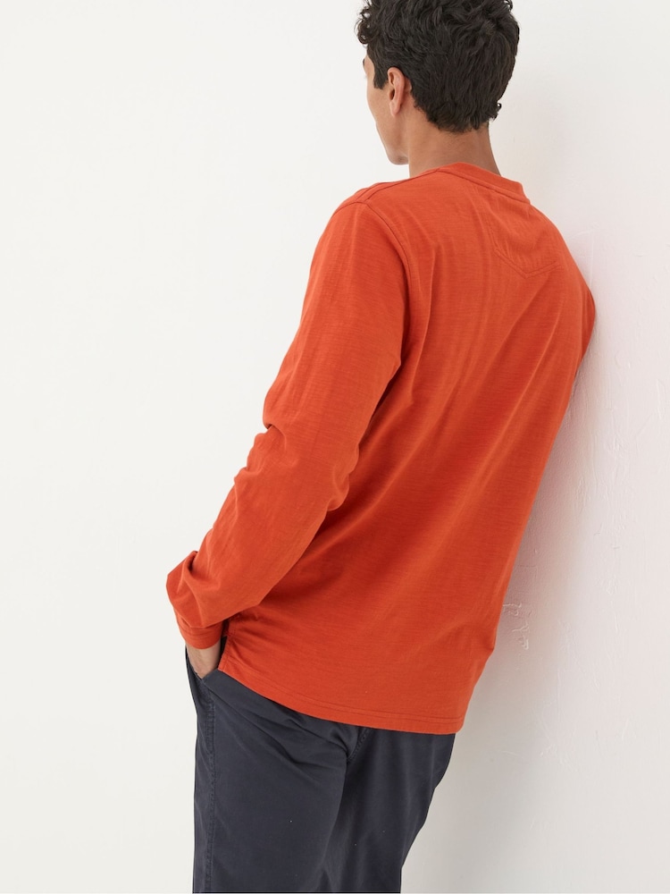 FatFace Burnt Orange Woodside Slub Henley - Image 2 of 5