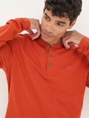 FatFace Burnt Orange Woodside Slub Henley - Image 4 of 5