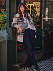 FatFace Navy Ginger Wide Leg Drape Trousers - Image 1 of 7