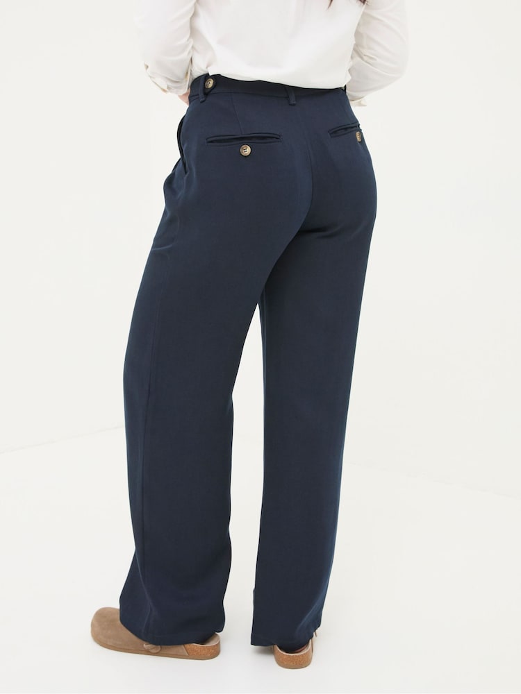 FatFace Navy Ginger Wide Leg Drape Trousers - Image 3 of 7