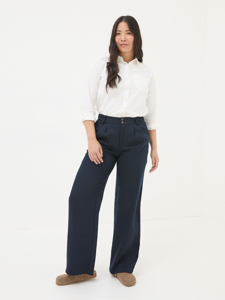 FatFace Navy Ginger Wide Leg Drape Trousers - Image 4 of 7