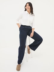 FatFace Navy Ginger Wide Leg Drape Trousers - Image 5 of 7