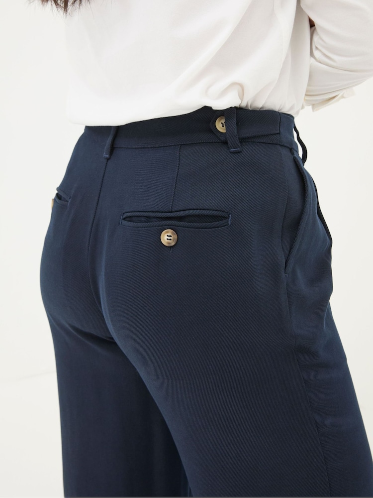 FatFace Navy Ginger Wide Leg Drape Trousers - Image 6 of 7