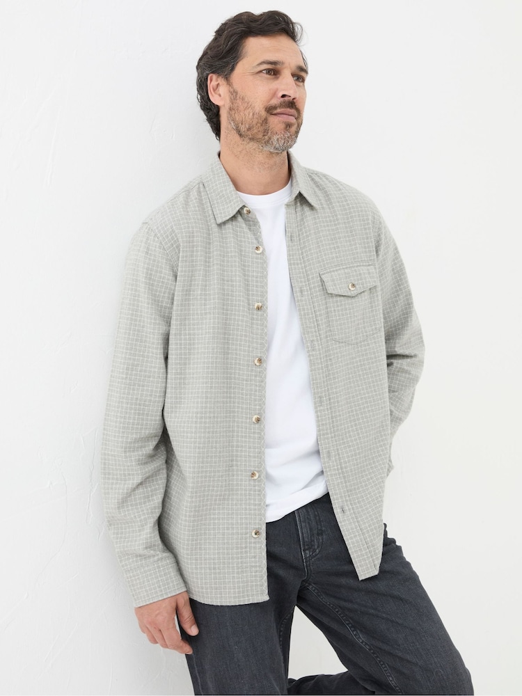 FatFace Grey Long Sleeve Grantham Grid Check 100% Cotton Shirt - Image 1 of 6