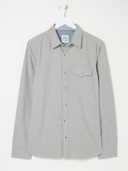 FatFace Grey Long Sleeve Grantham Grid Check 100% Cotton Shirt - Image 7 of 12