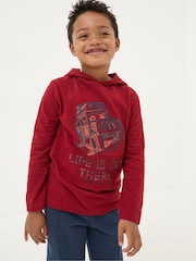 FatFace Red Hooded Graphic Long-Sleeve T-Shirt - Image 1 of 6