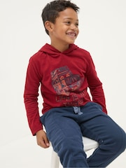FatFace Red Hooded Graphic Long-Sleeve T-Shirt - Image 2 of 6
