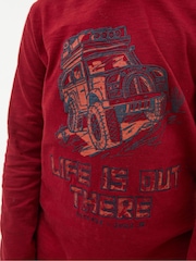 FatFace Red Hooded Graphic Long-Sleeve T-Shirt - Image 3 of 6