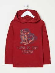 FatFace Red Hooded Graphic Long-Sleeve T-Shirt - Image 5 of 6